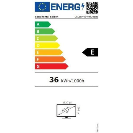 TV LED - CONTINENTAL EDISON - CELED40SVFHD25B6 - FHD 40" (101 cm) - SMART VIDAA - 3xHDMI, 2xUSB - Nero