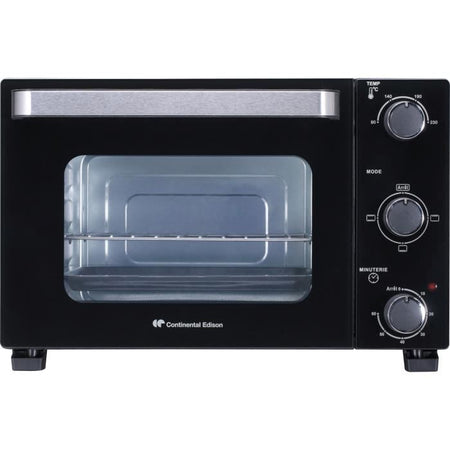 CONTINENTAL EDISON CEMF22B - Miniforno elettrico 22L nero - 1300W - Girarrosto, Convezione naturale