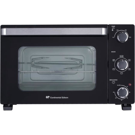 CONTINENTAL EDISON CEMF28B2 - Miniforno elettrico 28L nero - 1500W - Girarrosto, Convezione naturale