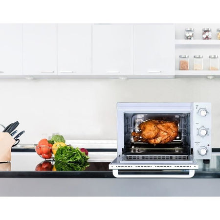 CONTINENTAL EDISON CEMF35W - Miniforno elettrico 35L bianco - 1500W - Girarrosto, Convezione naturale