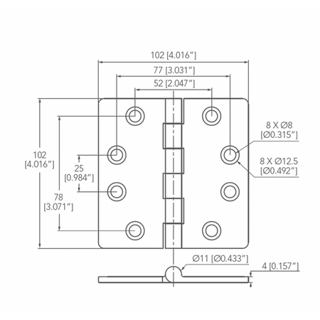 Cerniera Inox Mm 102X102