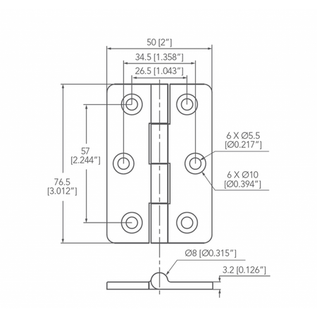 Cerniera Inox Mm 50X76,5