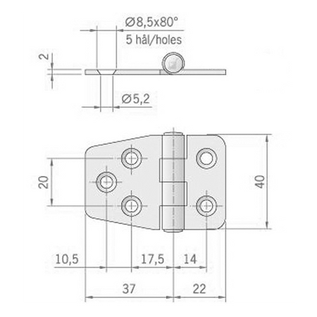 Cerniera Inox Mm.59X40