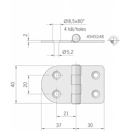 Cerniera Inox Mm.67X40 Standard