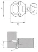 Cerniera per porte in luce d.32 32x34 Pezzi 50 Marca Vitel Modello 0054 (Oro)