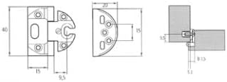 Cerniera per porte in battuta 40x15x9,5 Pezzi 50 Marca Vitel Modello A0061 (Bronzata)