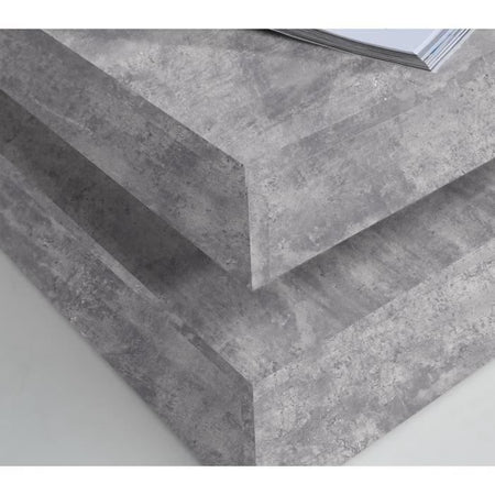 Tavolino quadrato girevole - Truciolare - Decoro cemento grigio chiaro - Classico - L 78 x P 78 x H 35,4 cm - CAFF