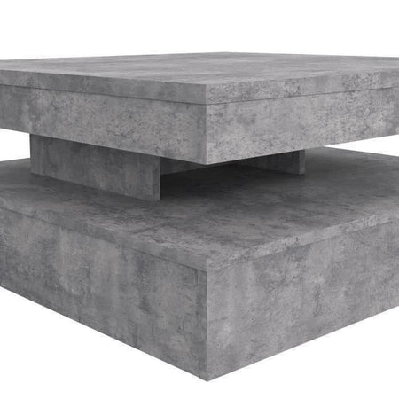 Tavolino quadrato girevole - Truciolare - Decoro cemento grigio chiaro - Classico - L 78 x P 78 x H 35,4 cm - CAFF