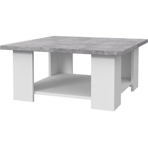 Tavolino PILVI - Cemento bianco e grigio chiaro - L 67 x P 67 x H 31 cm