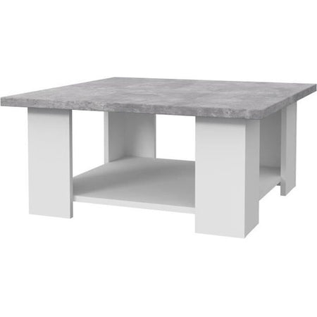 Tavolino PILVI - Cemento bianco e grigio chiaro - L 67 x P 67 x H 31 cm