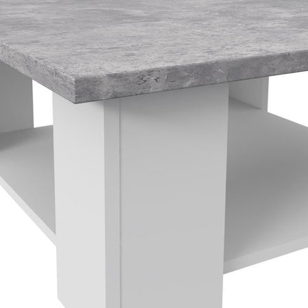 Tavolino PILVI - Cemento bianco e grigio chiaro - L 67 x P 67 x H 31 cm