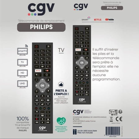 Telecomando sostitutivo - Condizioni Generali - FIDELIO Philips - Per televisori Philips - Senza programmazione - Pronto all'uso