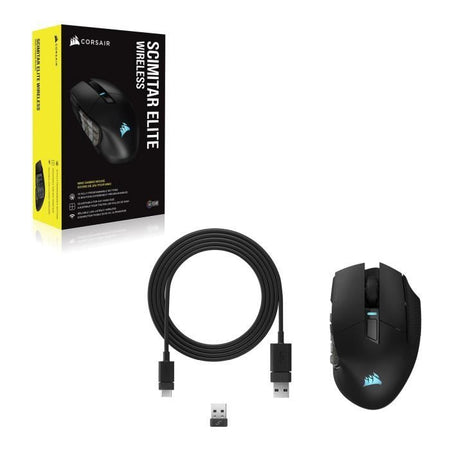 Mouse da gioco - Wireless - CORSAIR - SCIMITAR ELITE RGB Wireless - 16 pulsanti programmabili - Durata batteria 150 ore - Nero (CH-9314311-EU)