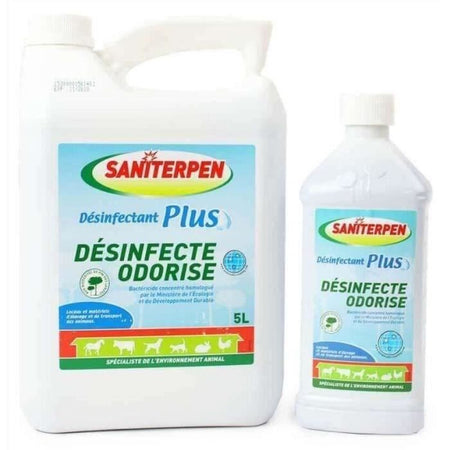 SANITERPEN Disinfettante con odore concentrato Plus - Per l'alloggiamento e le attrezzature per il trasporto di animali domestici - 5 L