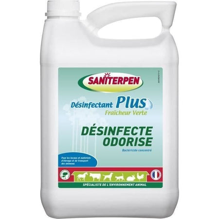 SANITERPEN Disinfettante con odore concentrato Plus - Per l'alloggiamento e le attrezzature per il trasporto di animali domestici - 5 L