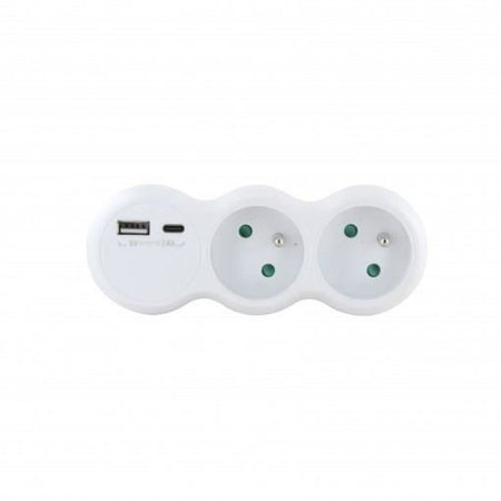 Lotto 2 domino CHACON - 47002 - 2x16A con USB-A +USB-C - Bianco (FR)