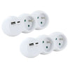 Lotto 2 domino CHACON - 47002 - 2x16A con USB-A +USB-C - Bianco (FR)
