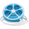 Multipresa design circolare - CHACON - 4X16 A - Cavo 1,5 m - Con 2 USB-A + Switch - Blu