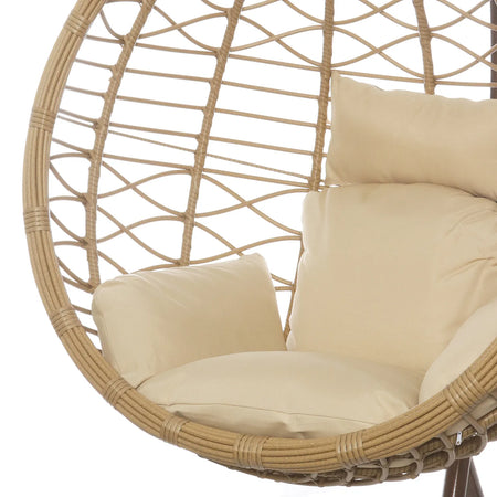 Poltrona a dondolo sospesa "Torres" per giardino e veranda in rattan con cuscino