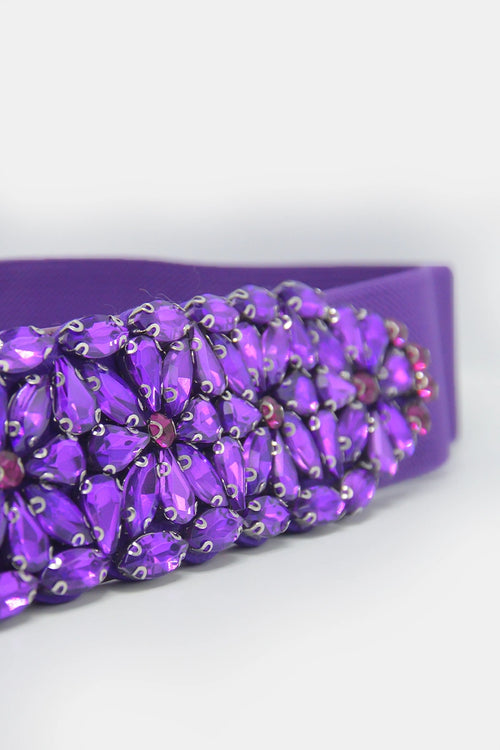 Cintura elastica con cristalli e strass