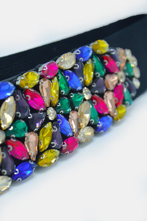 Cintura elastica con cristalli e strass
