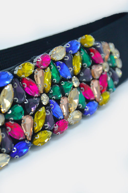 Cintura elastica con cristalli e strass