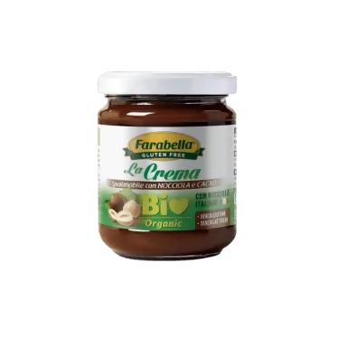 Crema spalmabile Bio con nocciola e cacao 200g senza glutine, ideale per una dolce colazione o per uno spuntino gustoso