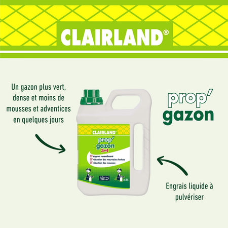Fertilizzante liquido per prato Prop'Gazon 3 in 1 - Clairland - Concentrato 2,5 L