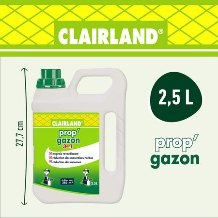 Fertilizzante liquido per prato Prop'Gazon 3 in 1 - Clairland - Concentrato 2,5 L