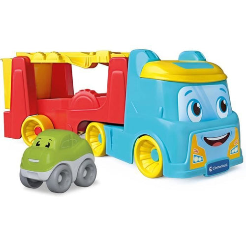 Gioco Clementoni - Il camion delle macchinine che rotolano - Plastica riciclata - Auto incluse - Da 18 mesi - Made in Italy