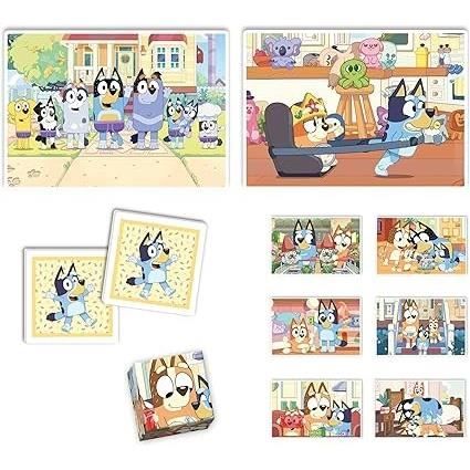 Clementoni - Edukit - Bluey - Scatola didattica 4 in 1 - 2 puzzle, 1 promemoria, 1 set da 6 cubi - Made in Italy - Dai 4 anni in su