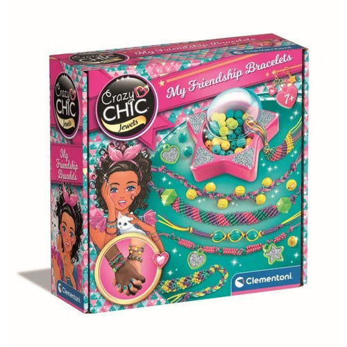 Clementoni Crazy Chic - Scatola per creazione braccialetti dell'amicizia - Perline e fili - Dai 7 anni in su