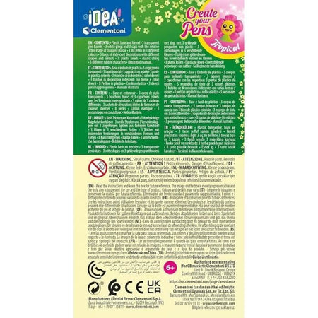 Clementoni - Crea le tue penne - Mini laboratorio penne - Tema tropicale - 3 da creare - Dai 6 anni in su