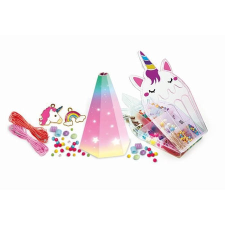 Clementoni - Crazy Chic - Scatola creativa Unicorno - Crea i tuoi braccialetti di perline colorate con ciondoli e pompon - Dai 7 anni in su