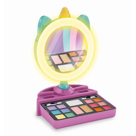 CLEMENTONI - Specchio per il trucco Unicorno - Anello luminoso - Trucco e accessori per capelli e unghie - Dai 7 anni in su