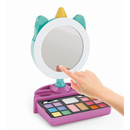 CLEMENTONI - Specchio per il trucco Unicorno - Anello luminoso - Trucco e accessori per capelli e unghie - Dai 7 anni in su