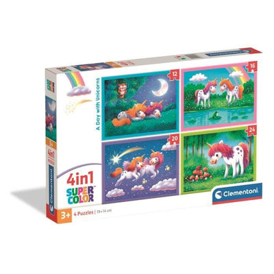 CLEMENTONI - Puzzle 4 in 1 - Una giornata con gli unicorni