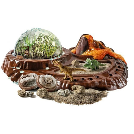 Clementoni - Scienza e gioco - Il mondo dei dinosauri - Terrario da creare + 3 figurine di dinosauri - Made in Italy