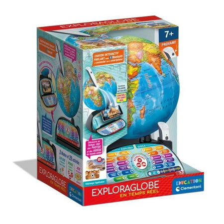 CLEMENTONI - Exploraglobe - Viaggi in tempo reale - 3 modalità di gioco e 28 attività - Penna Bluetooth