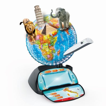 CLEMENTONI - Exploraglobe - Viaggi in tempo reale - 3 modalità di gioco e 28 attività - Penna Bluetooth