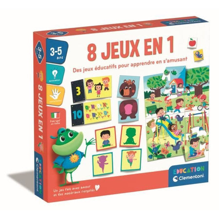 Clementoni - Scatola da 8 giochi in 1 - Giochi educativi forme, colori, numeri, quantità - Dai 3 anni in su