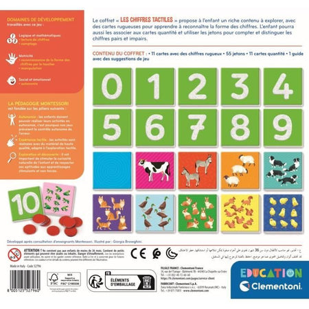 Montessori - Clementoni - Numeri tattili - Gioco educativo apprendimento numeri - 10 carte con numeri grezzi - Dai 3 anni in su