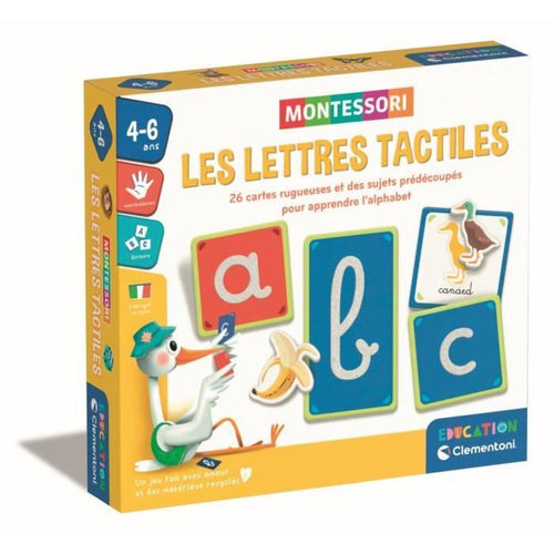 Montessori - Clementoni - Lettere tattili - Gioco educativo per imparare l'alfabeto - 26 cartoncini con lettere grezze - Da 3 anni in su