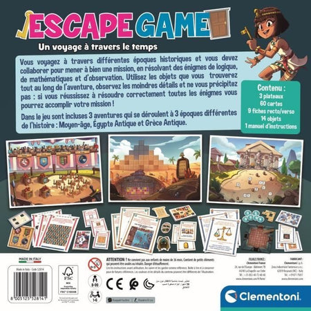Clementoni - Escape Game viaggi nel tempo - 3 avventure - Da 8 anni in su