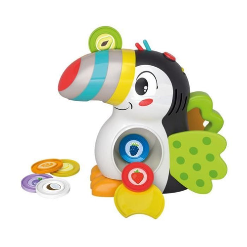 Baby Clementoni - Milano, il tucano goloso - Gioco educativo con funzioni elettroniche - Becco luminoso - Ali in stoffa