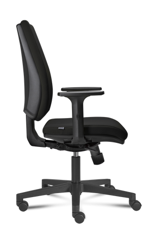 Poltroncina ergonomica operativa con schienale alto e braccioli regolabili in altezza