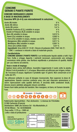 Concime Piante Verdi Lt. 1 Concime Inorganico Liquido NPK 6-4-5 SBM