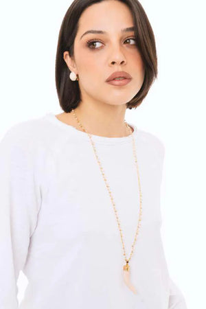 Collana lunga catena con pendente corno | MYA ACCESSORIES