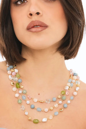 Collana a tre fili con perle in acrilico | MYA ACCESSORIES