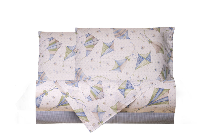Completo letto lenzuola 100% cotone made in italy AQUILONI AZZURRO - SmartDecoHome